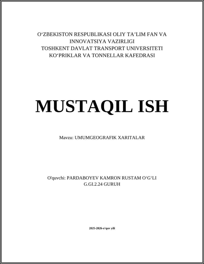 UMUMGEOGRAFIK XARITALAR