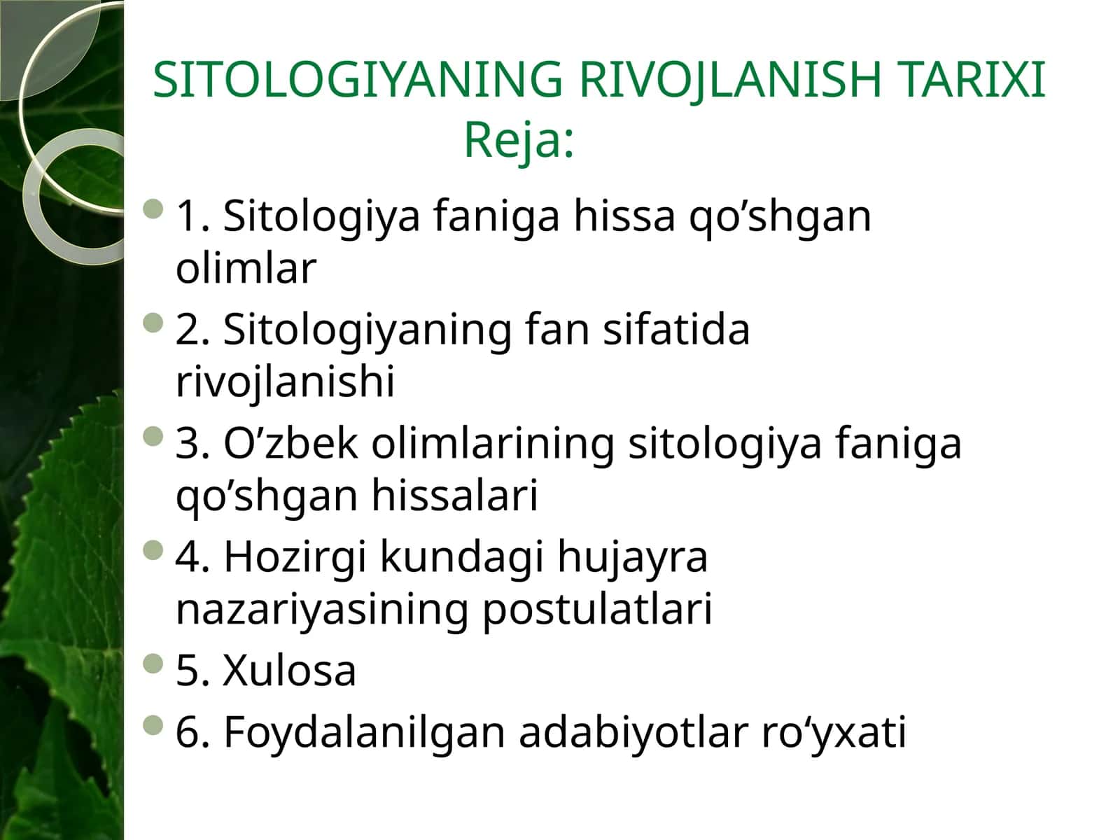 SITOLOGIYANING RIVOJLANISH TARIXI