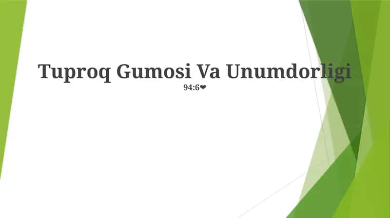 Tuproq Gumosi Va Unumdorligi