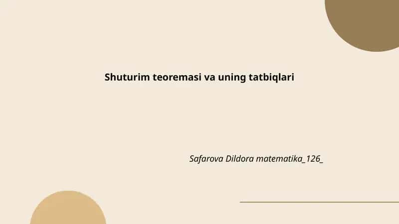 Shuturim teoremasi va uning tatbiqlari