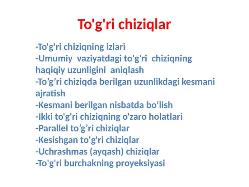 To'g'ri chiziqning izlari