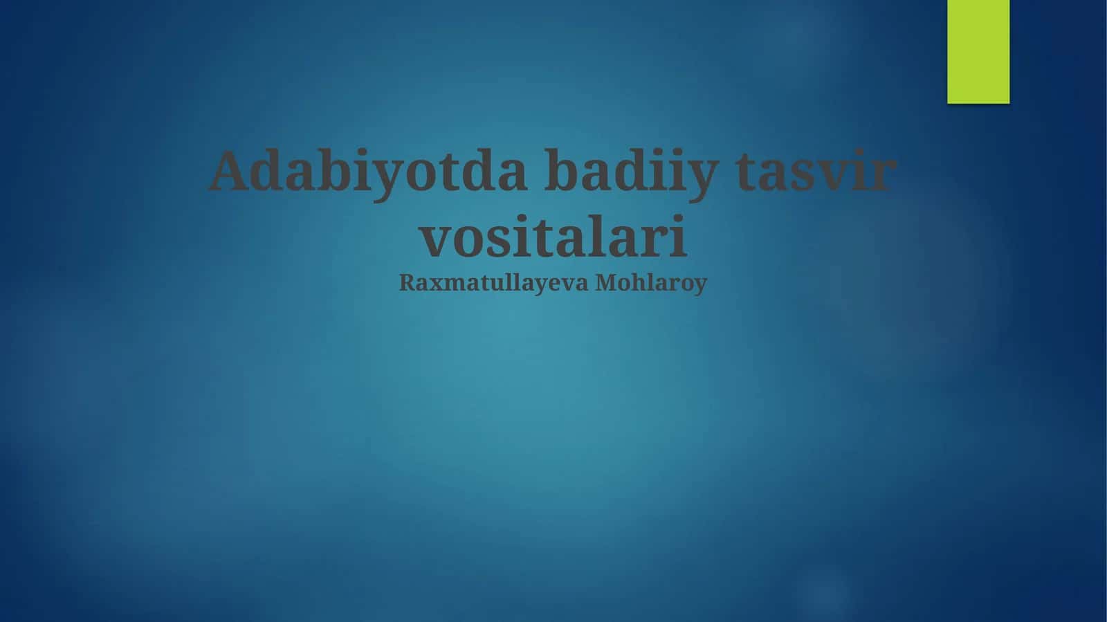 Badiiy adabiyotda Ta'rif va Metafora