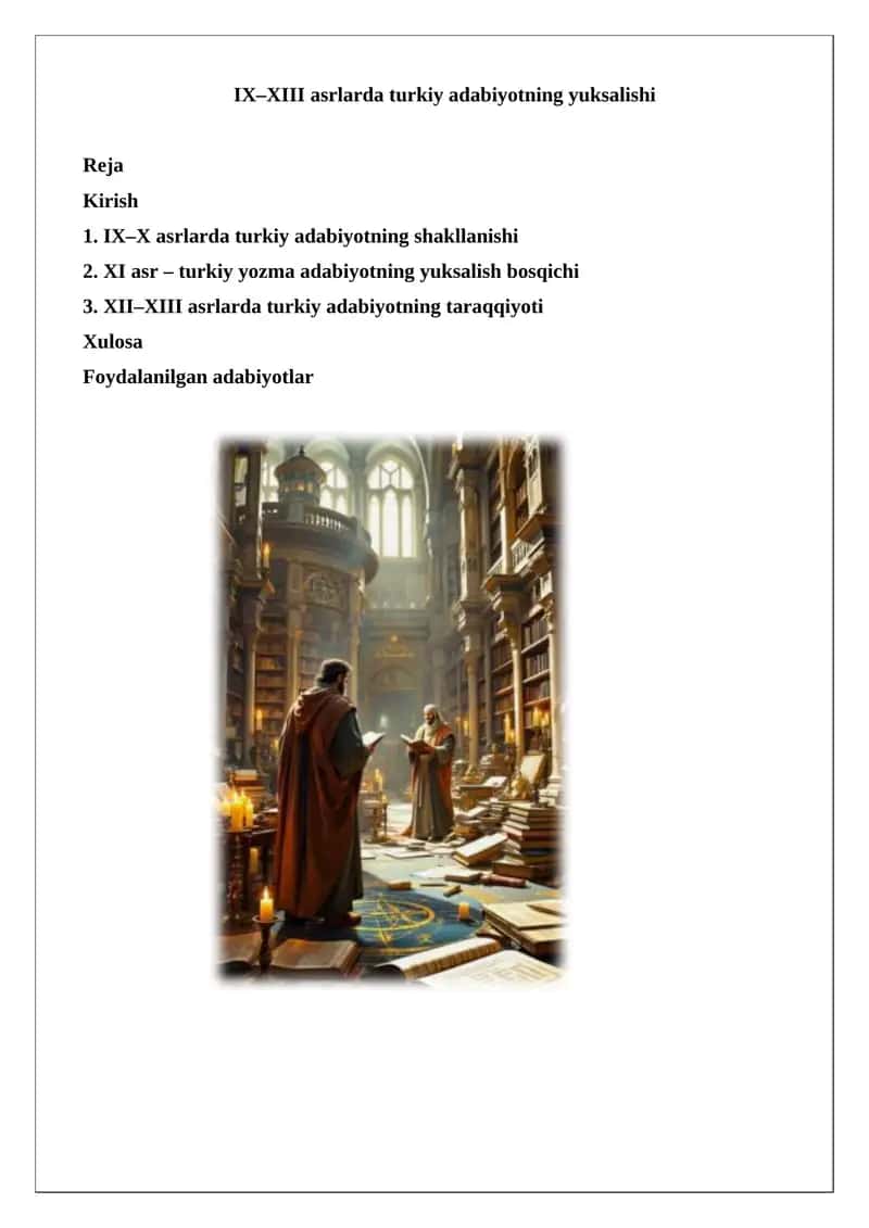 IX–XIII asrlarda turkiy adabiyotning yuksalishi