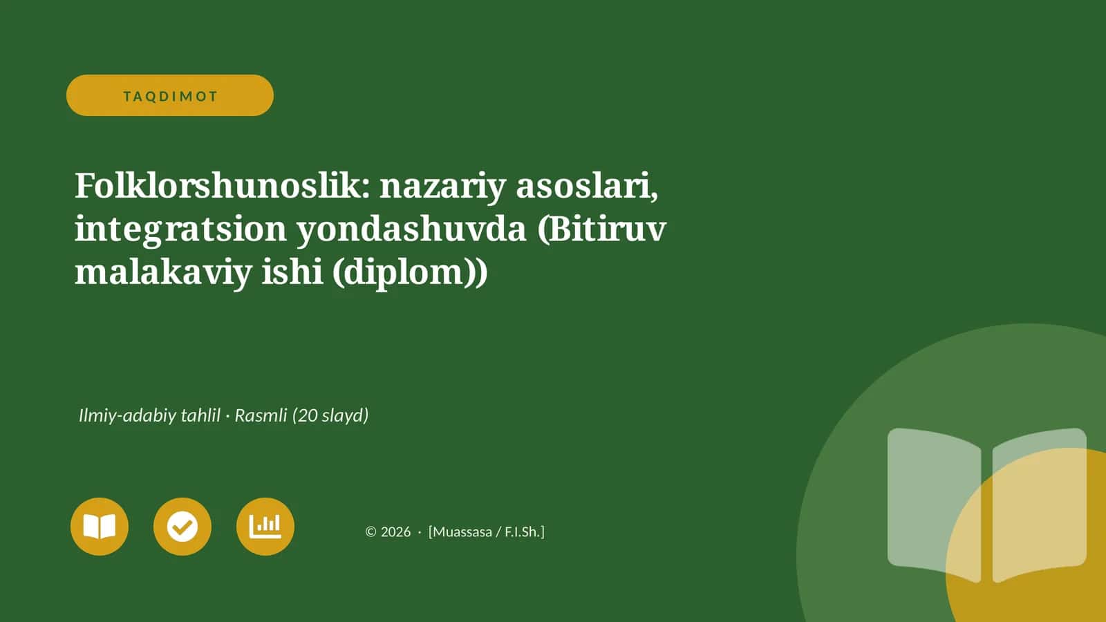 Folklorshunoslik: nazariy asoslari, integratsion yondashuvda (Bitiruv malakaviy ishi (diplom))