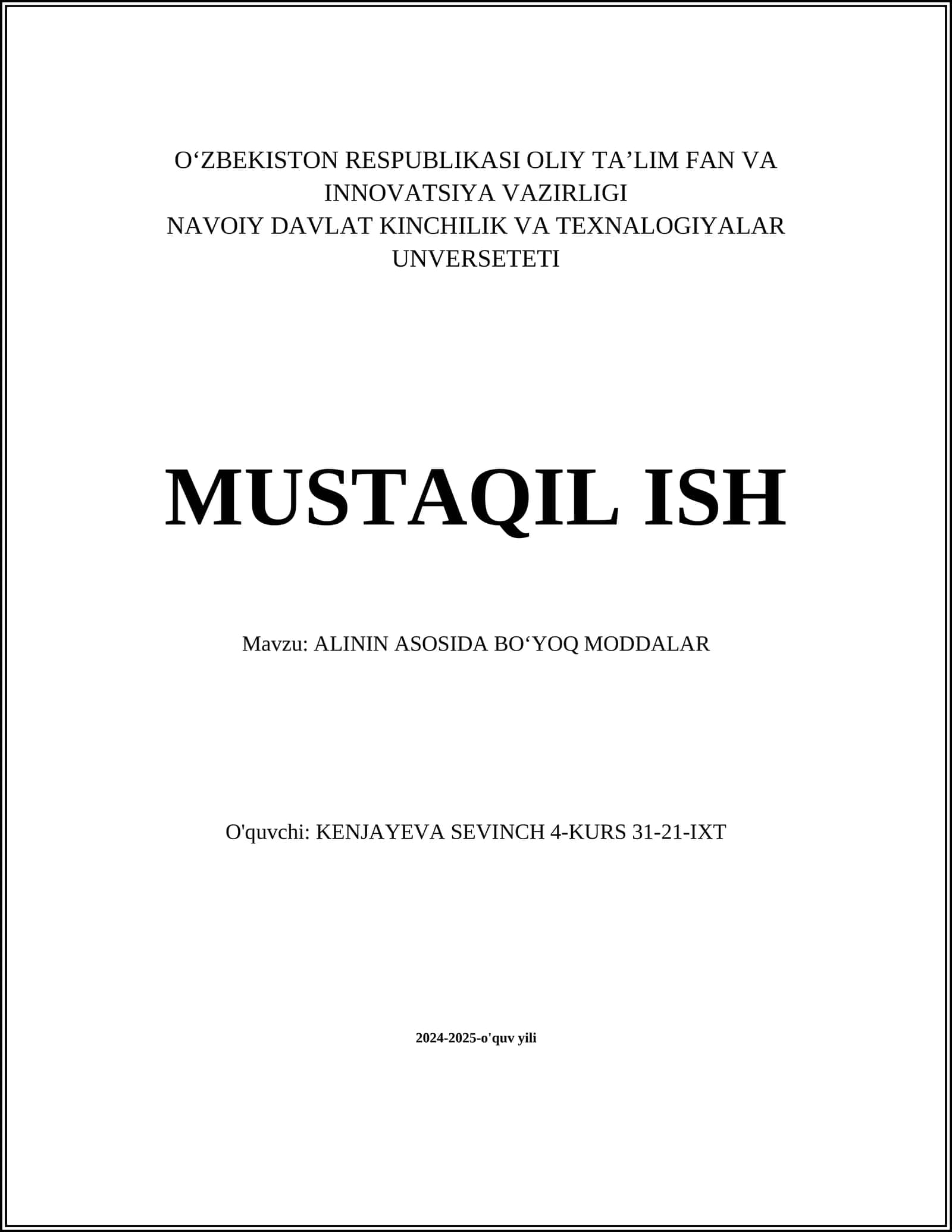 ALININ ASOSIDA BOʻYOQ MODDALAR