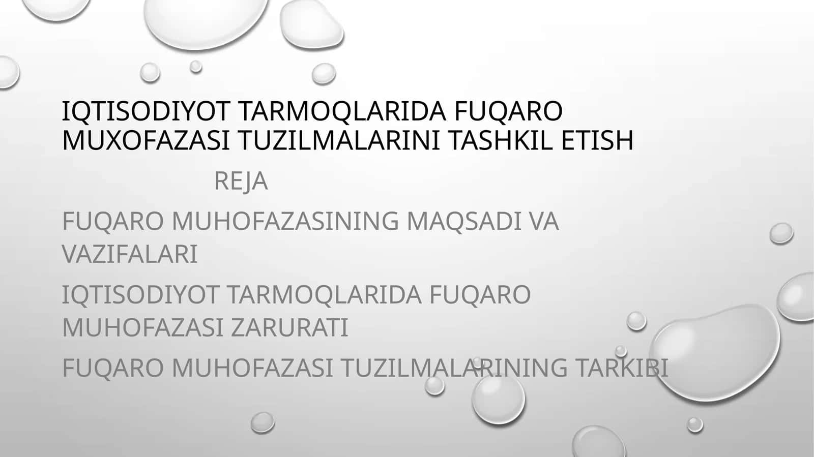 Iqtisodiyottarmoqlaridafuqaromuxofazasituzilmalarinitashkiletish