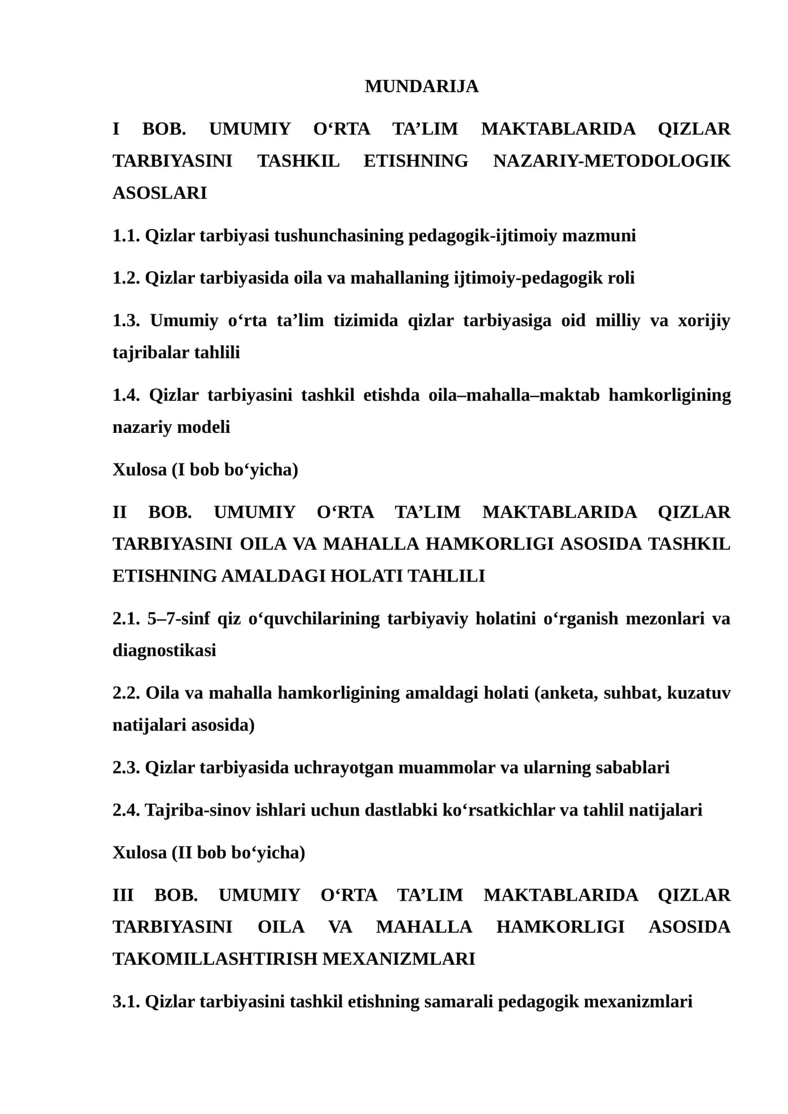 UMUMIY O‘RTA TA’LIM MAKTABLARIDA QIZLAR TARBIYASINI TASHKIL ETISHNING NAZARIY-METODOLOGIK ASOSLARI