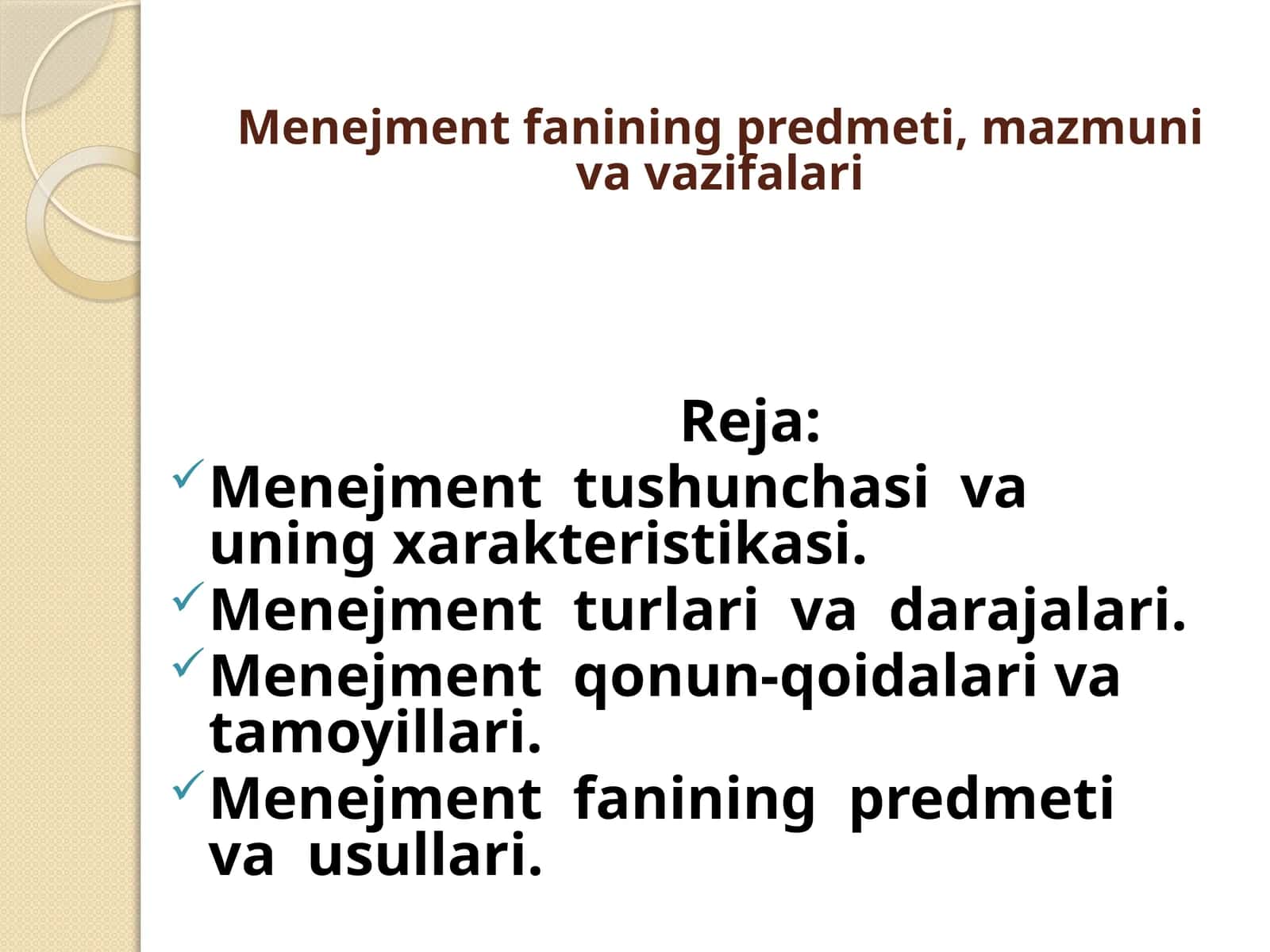 Menejment fanining predmeti, mazmuni va vazifalari