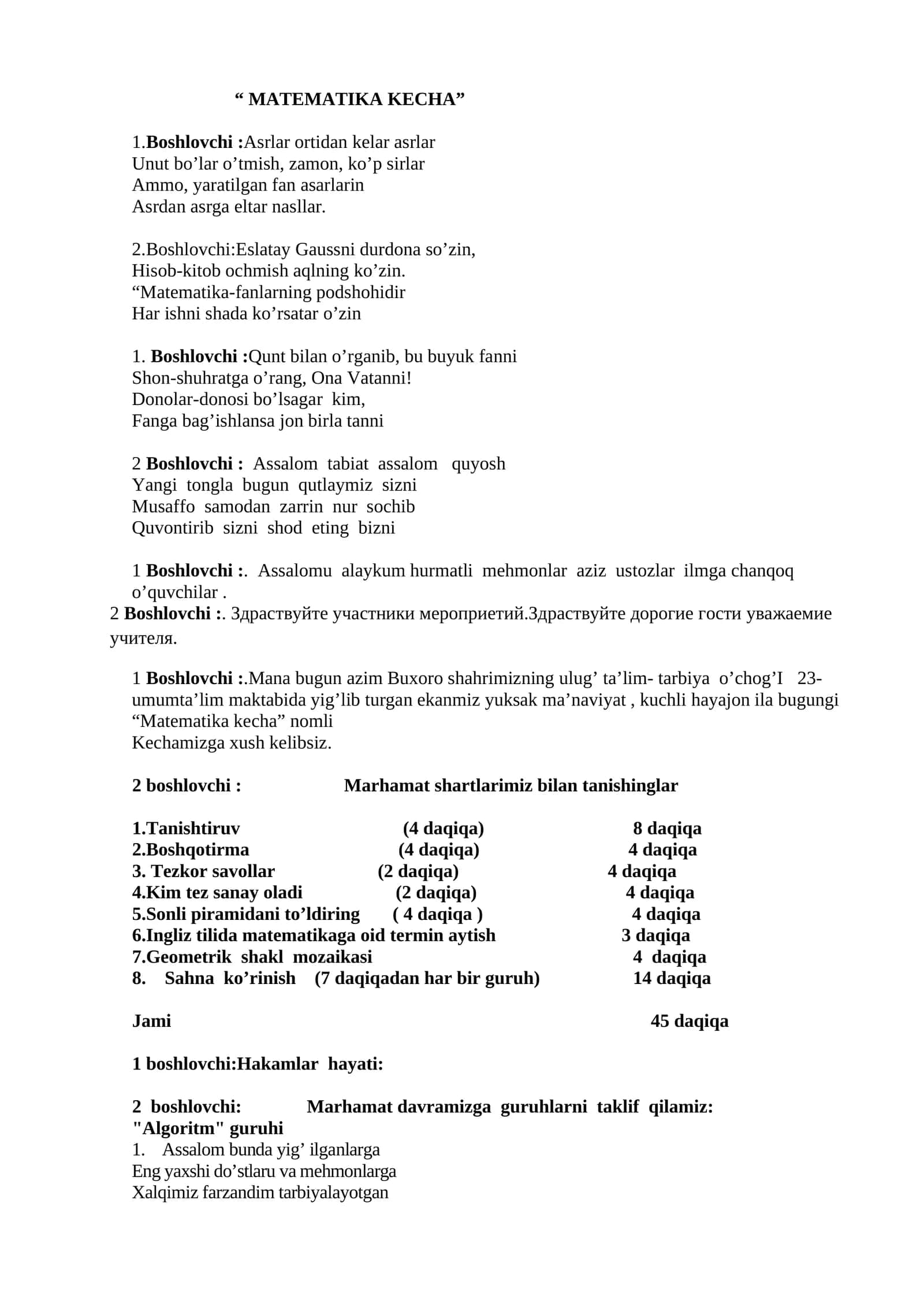 Matematika Kecha