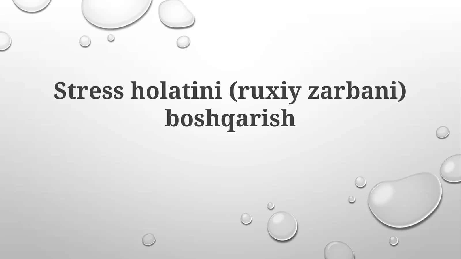 Stres holatini boshqarish