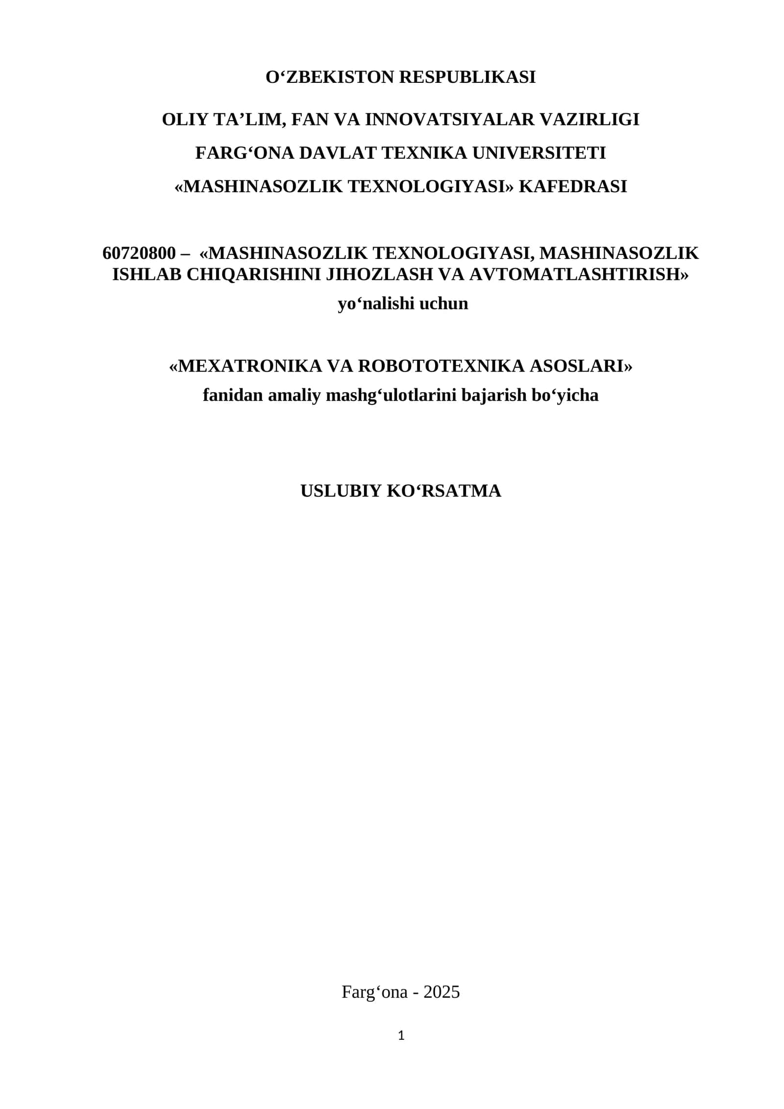 MASHINASOZLIK TEXNOLOGIYASI, MASHINASOZLIK ISHLAB CHIQARISHINI JIHOZLASH VA AVTOMATLASHTIRISH