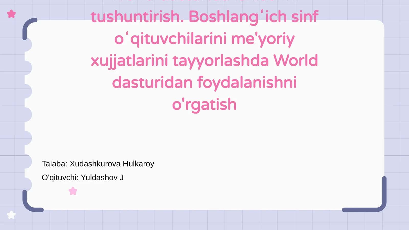 World dasturida ishlashni tushuntirish