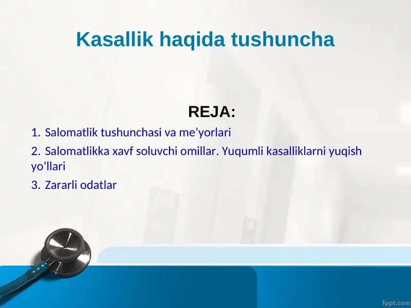 Kasallik haqida tushuncha.