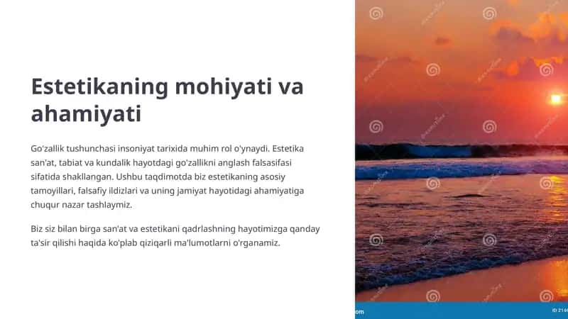 Estetikaning mohiyati va ahamiyati