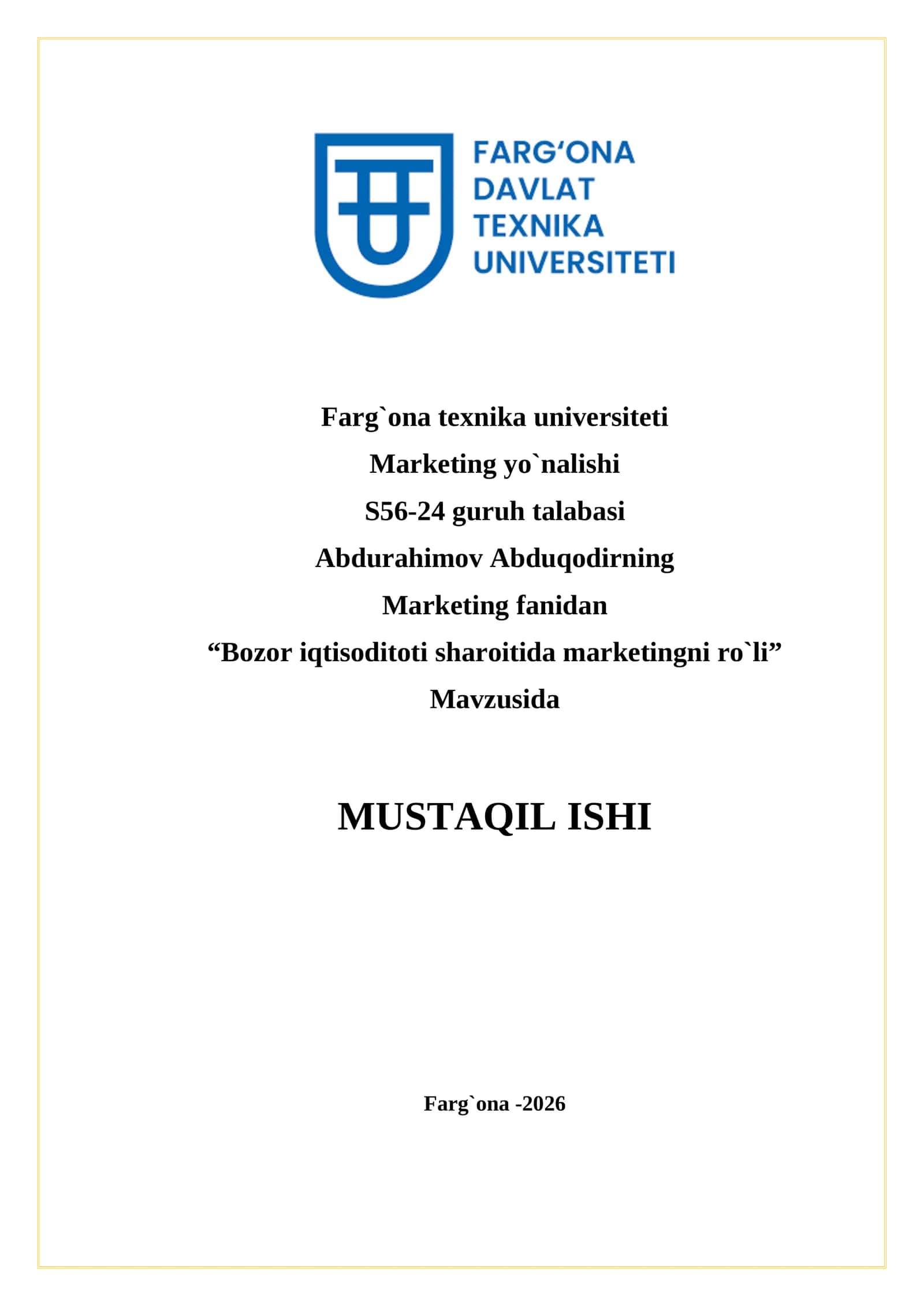 Bozor iqtisoditoti sharoitida marketingni ro`li