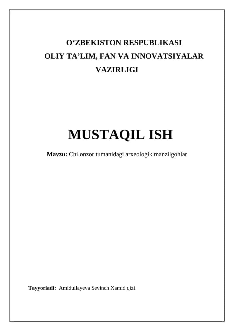 Chilonzor tumanidagi arxeologik manzilgohlar