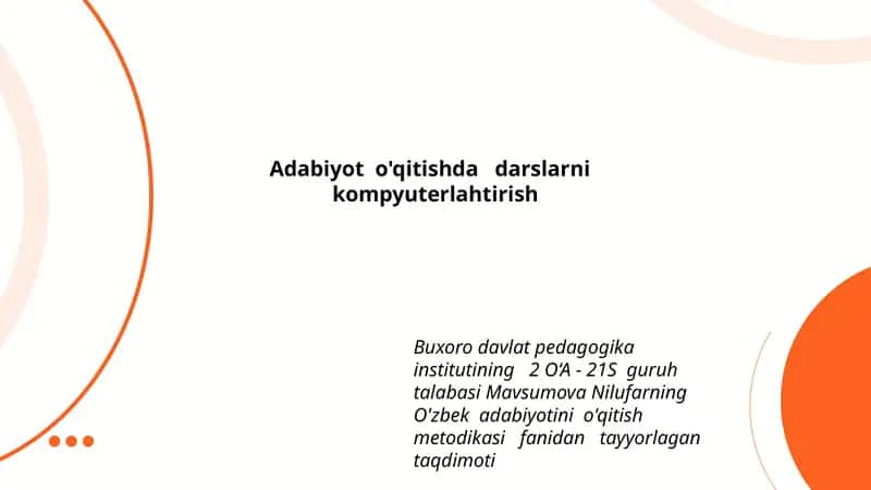 O'zbek adabiyotini o'qitish metodikasi