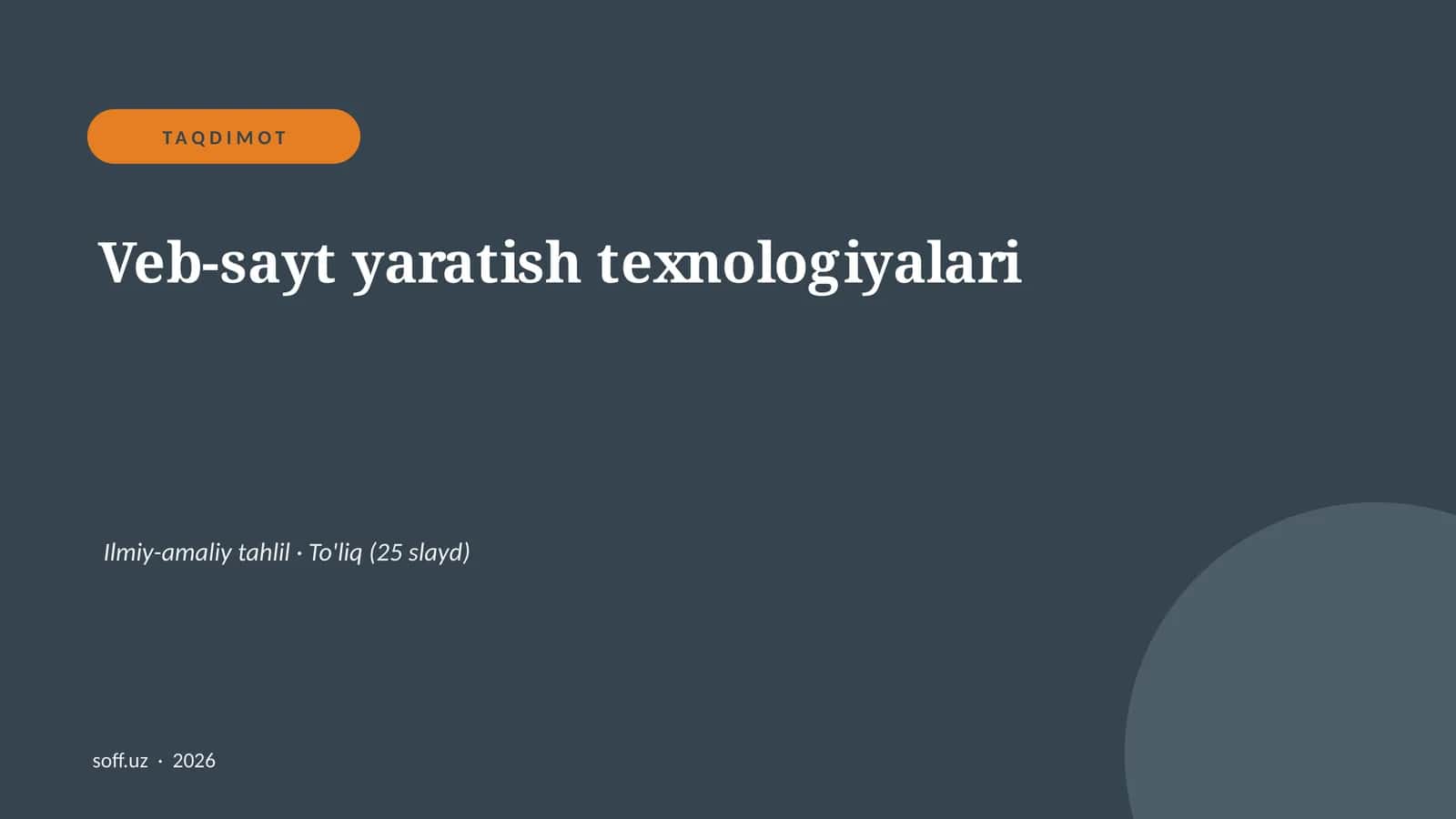 Veb-sayt yaratish texnologiyalari