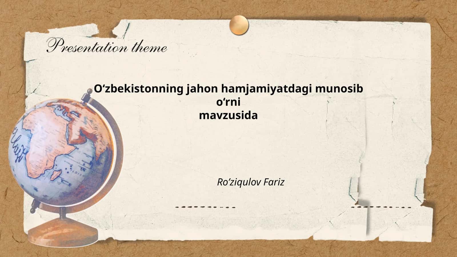 O‘zbekistonning jahon hamjamiyatdagi munosib o‘rni