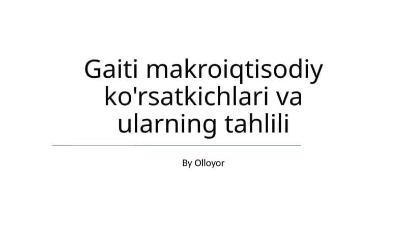 Gaiti makroiqtisodiy ko'rsatkichlari va ularning tahlili