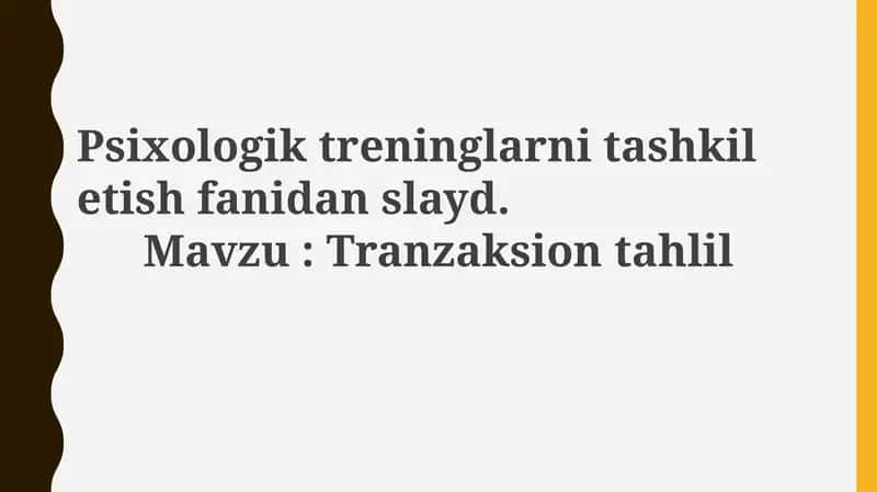 Psixologik treninglar tashkiliyat fanidan slayd