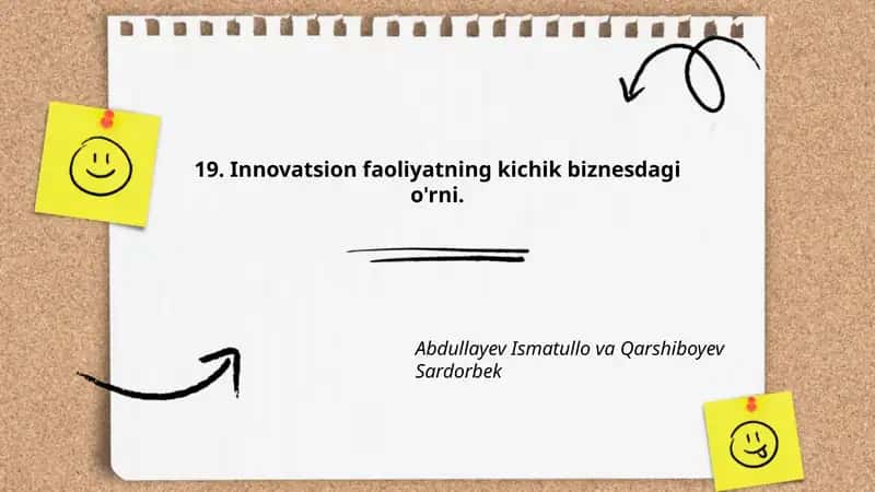 Innovatsion faoliyatning kichik biznesdagi o'rni