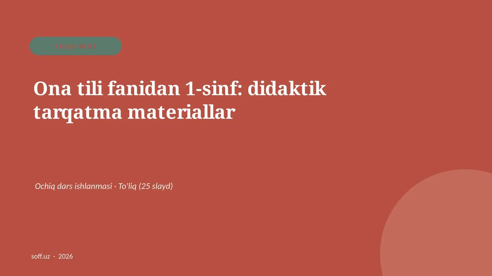 Ona tili fanidan 1-sinf: didaktik tarqatma materiallar