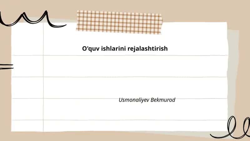 O'quv ishlarini rejalashtirish