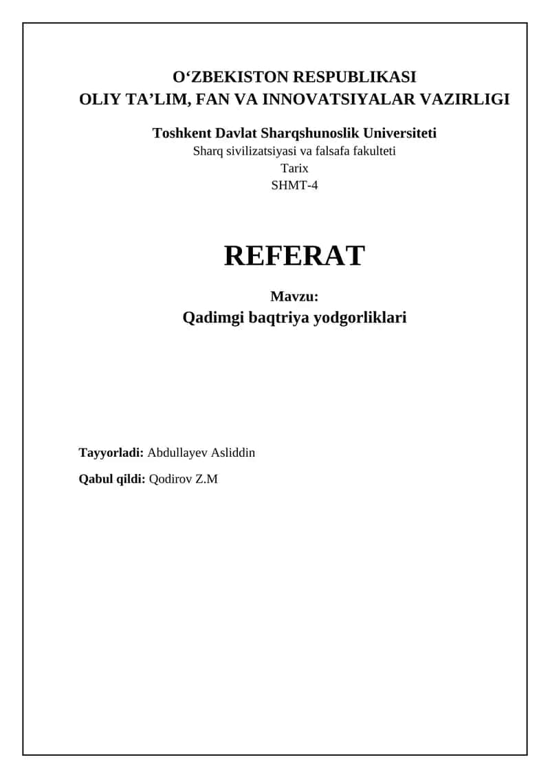 Qadimgi Baqtriya: Tarix va Geografiya