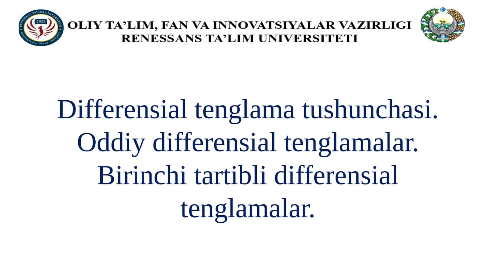 Differensial tenglama tushunchasi