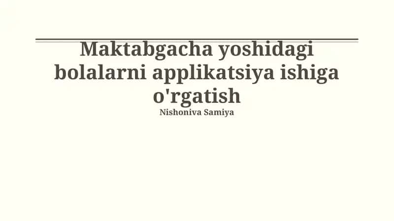 Applikatsiya ishi