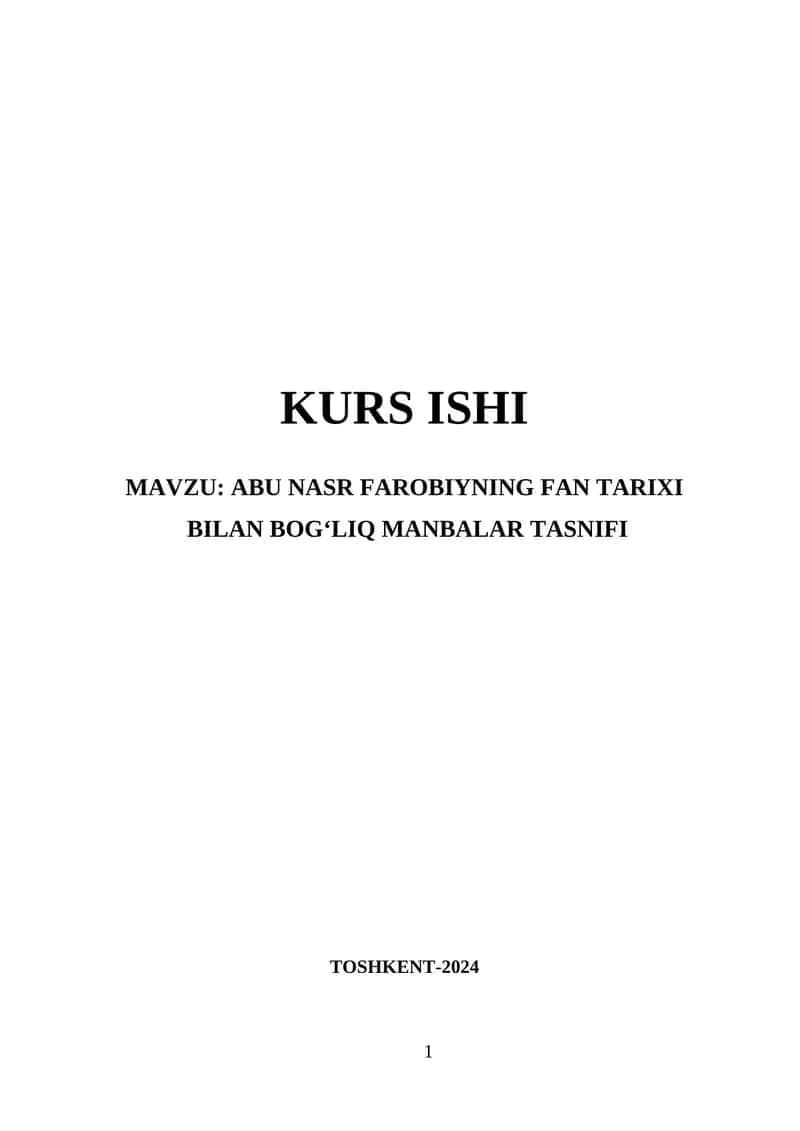 ABU NASR FAROBIYNING FAN TARIXI BILAN BOG‘LIQ MANBALAR TASNIFI