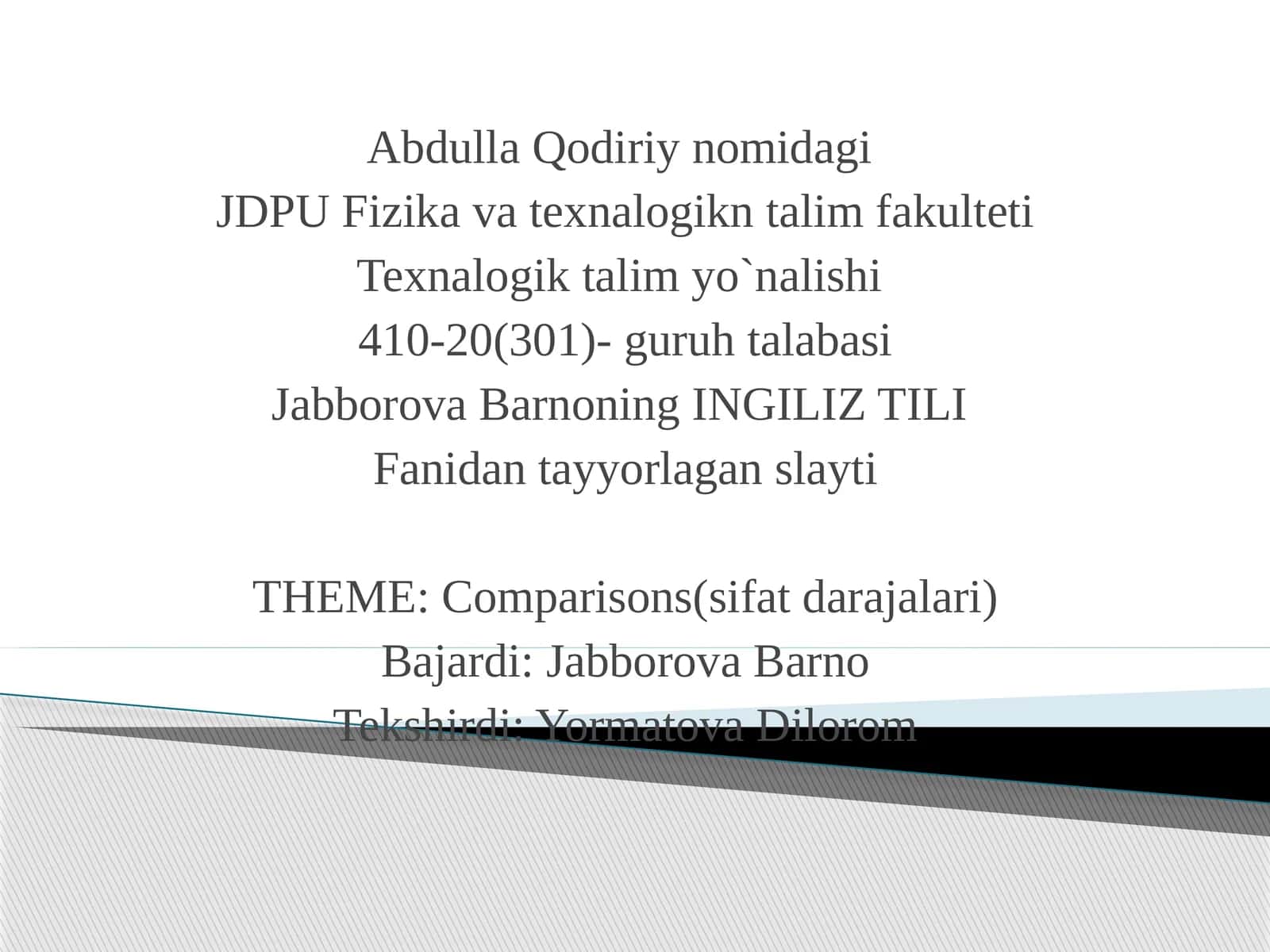 INGLIZ TILI Fanidantayyorlaganslayti