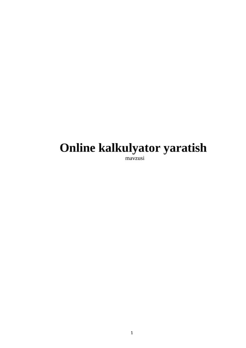 Online kalkulyator yaratish