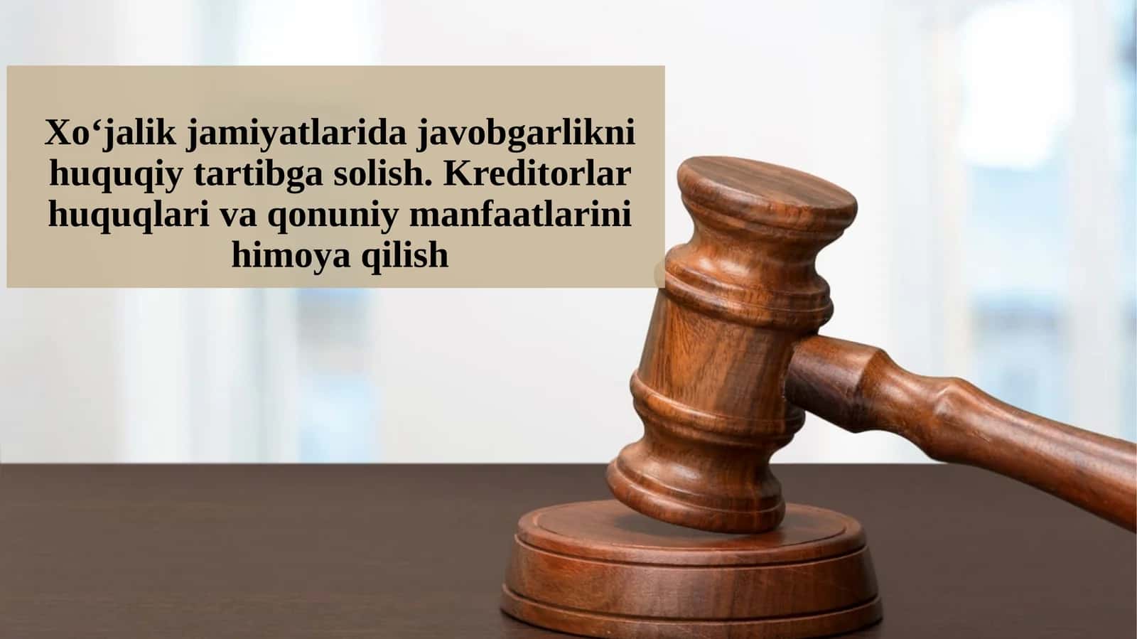 Xo‘jalik jamiyatlarida javobgarlikni huquqiy tartibga solish. Kreditorlar huquqlari va qonuniy manfaatlarini himoya qilish