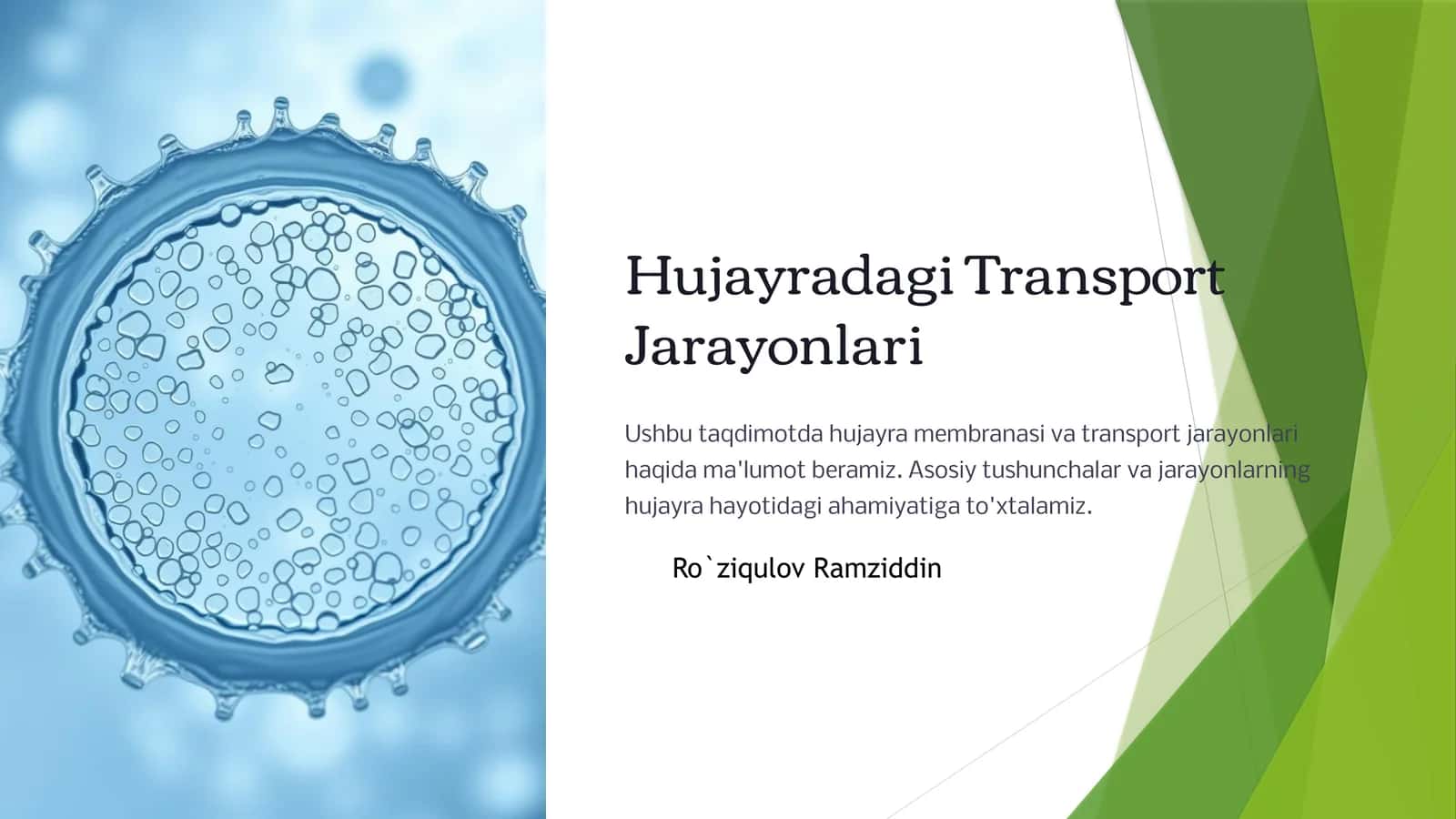 Hujayradagi Transport Jarayonlari