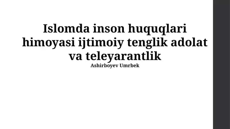 Islomda inson huquqlari himoyasi
