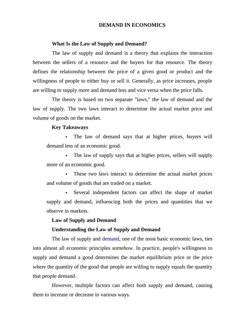 Law of Supply and Demand