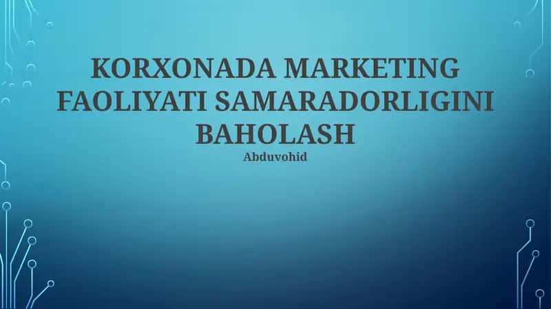 Marketing Faoliyati Samaradorligini Baholash