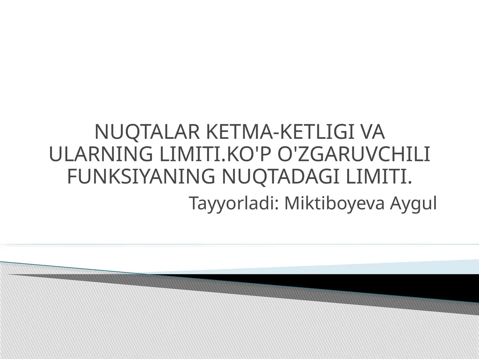 NUQTALAR KETMA-KETLIGI VA ULARNING LIMITI.KO'P O'ZGARUVCHILIFUNKSIYANING NUQTADAGI LIMITI