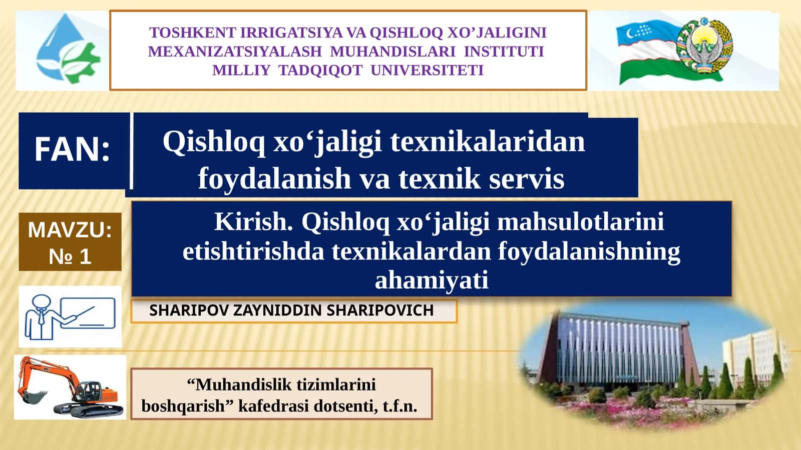 Qishloq xo‘jaligi texnikalaridan foydalanish va texnik servis