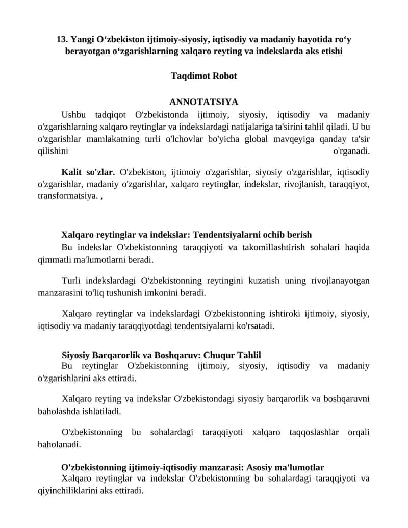 Xalqaro reytinglar va indekslar: Tendentsiyalarni ochib berish