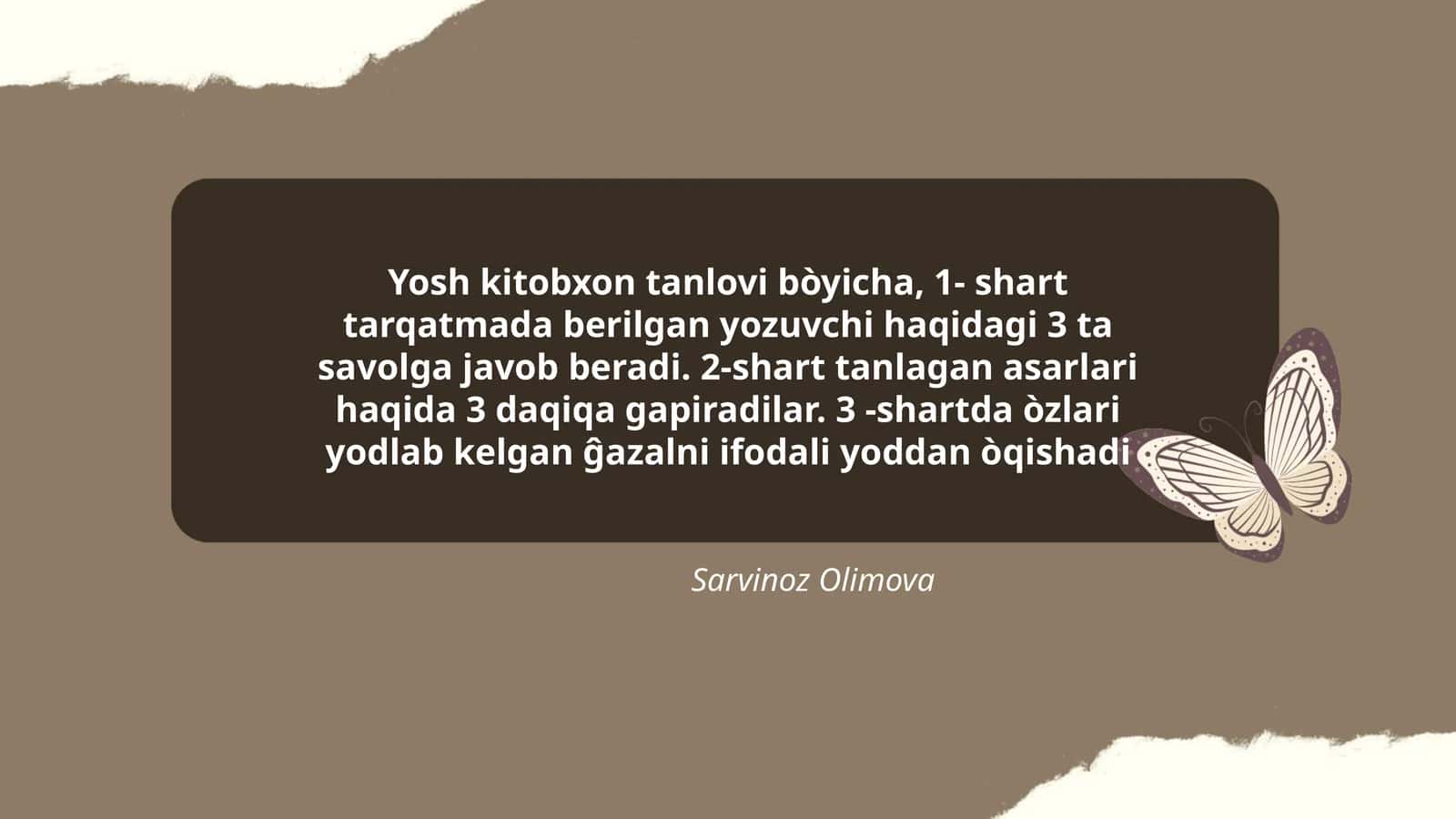 Yosh kitobxon tanlovi bòyicha