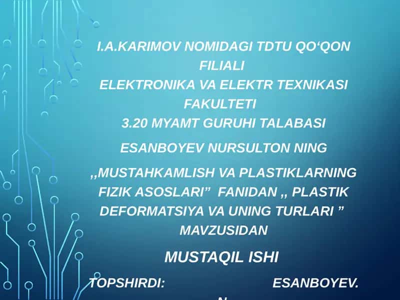 Plastik Deformatsiya va uning turlari