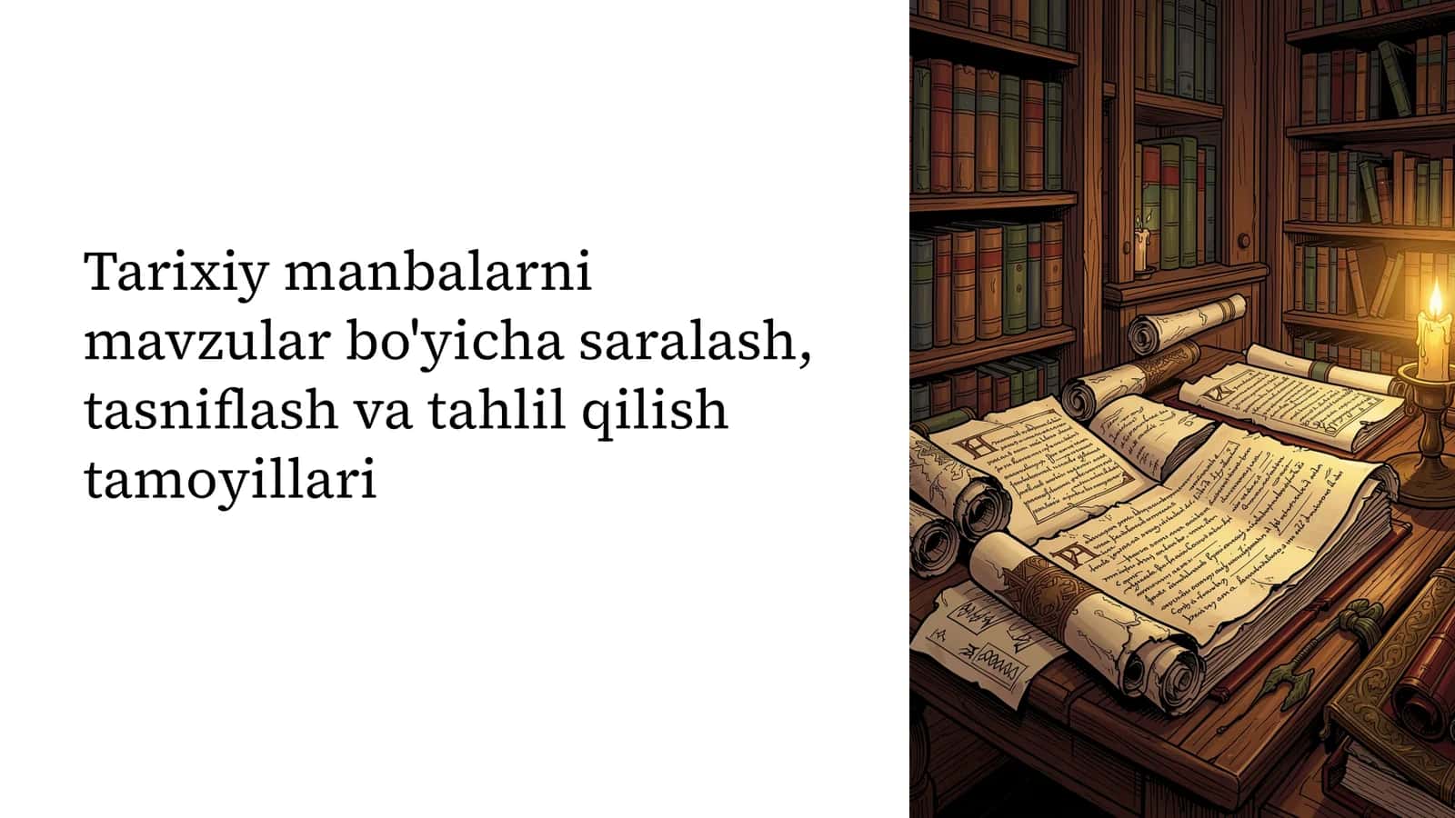 Tarixiy manbalarni mavzular bo'yicha saralash, tasniflash va tahlil qilish tamoyillari
