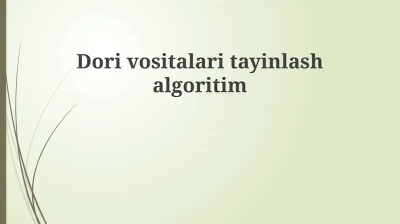 Dorivositalaritayinlashalgoritim