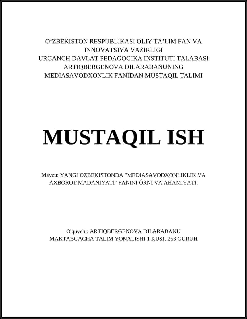 Mediasavodxonlik va axborot madaniyati