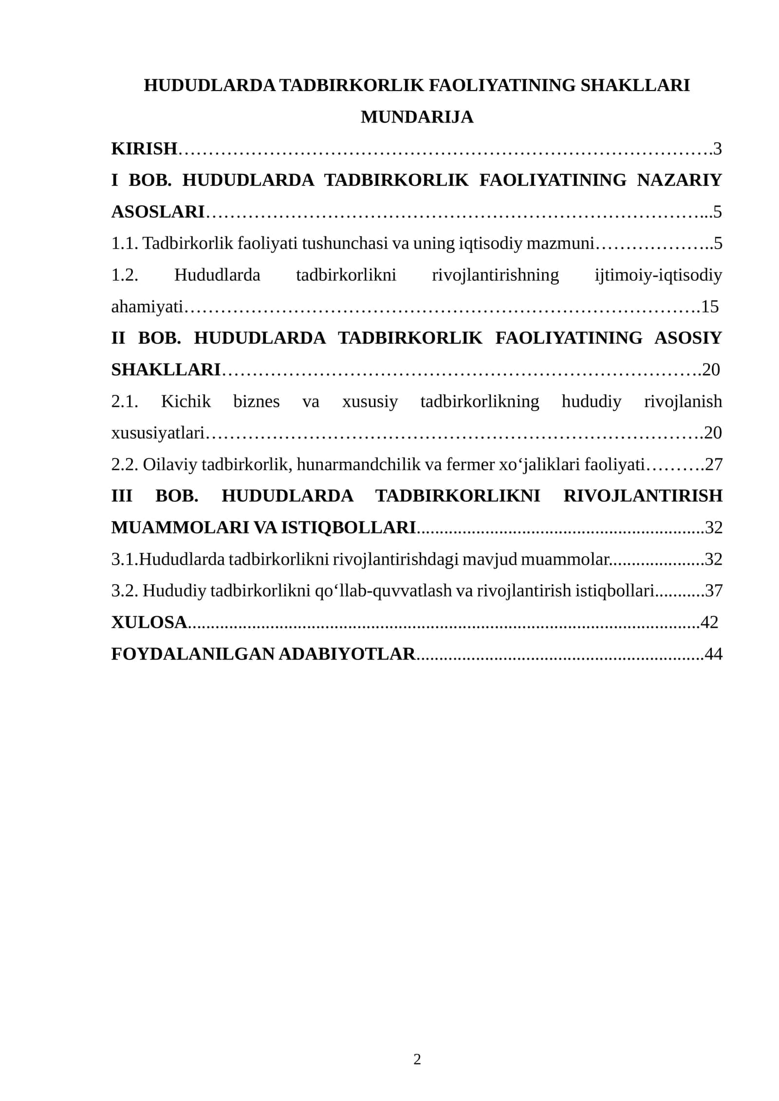 HUDUDLARDA TADBIRKORLIK FAOLIYATINING SHAKLLARI