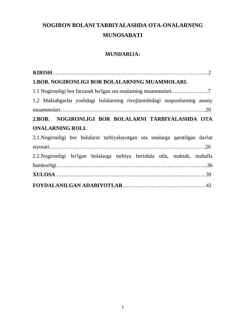 NOGIRON BOLANI TARBIYALASHDA OTA-ONALARNING MUNOSABATI