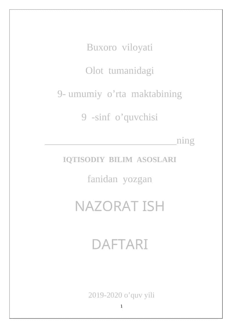 NAZORAT ISH DAFTARI